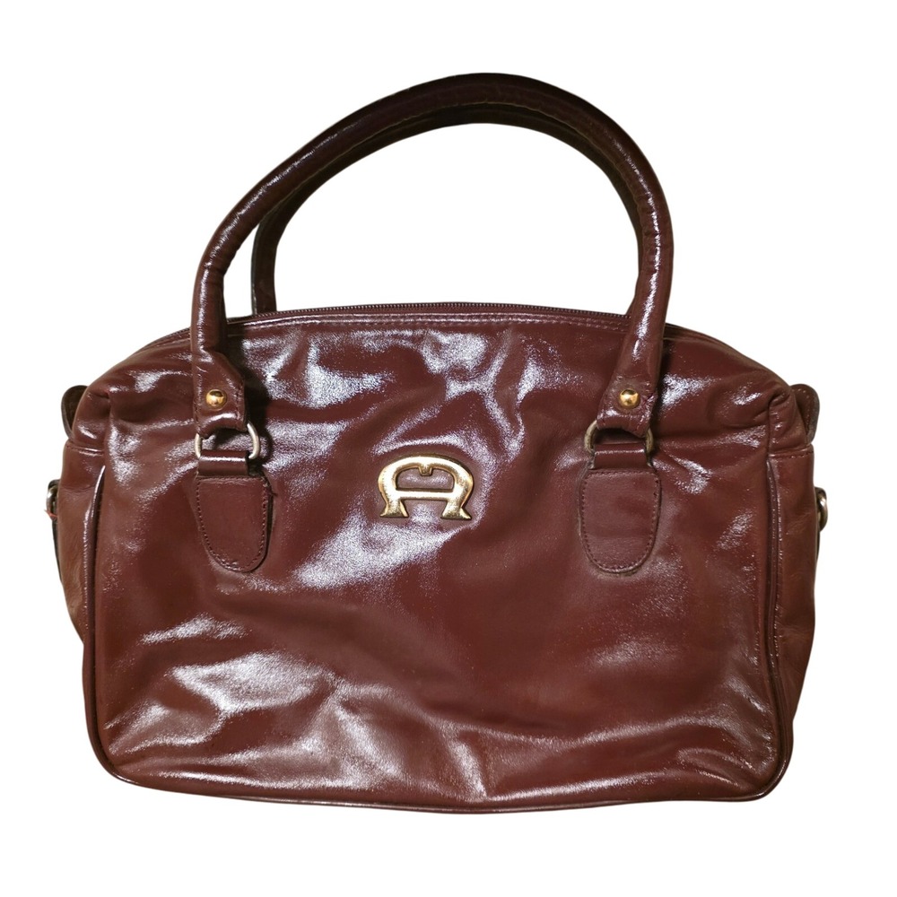 Vintage Etienne‎ Aigner Burgundy Leather Satchel Shoulder Handbag Gold Logo